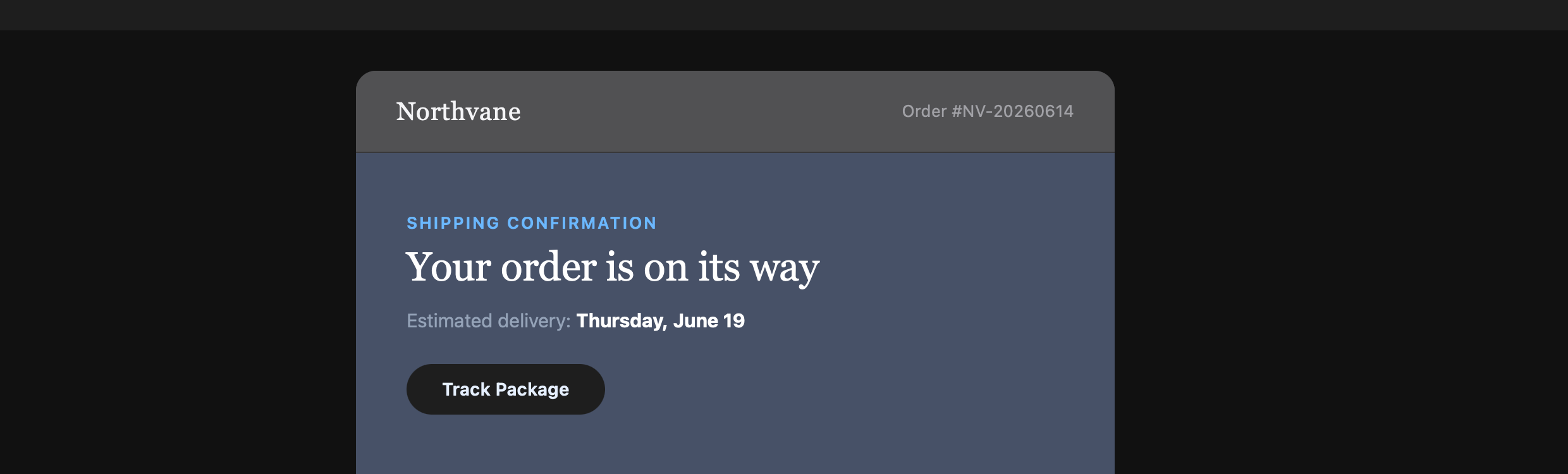 Same email hero section in Dark Mode on Outlook Mac with color inversion